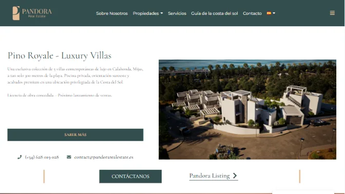 Portada de la web de Pandora Real Estate