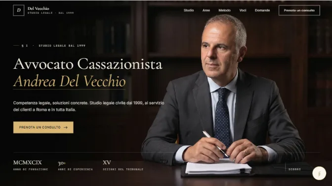 Portada de la web de Studio Legale Del Vecchio